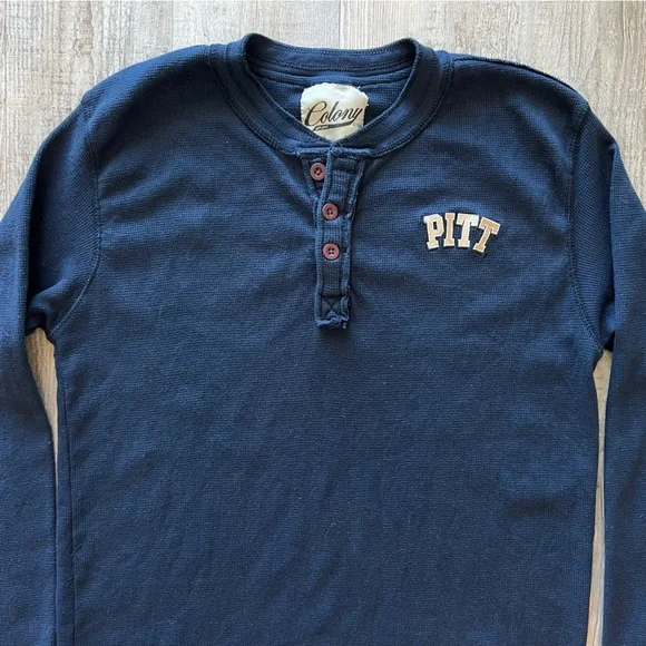 PITT Panthers Navy Blue Thermal Waffle Knit Henley Long Sleeve Shirt XXL - Picture 7 of 8